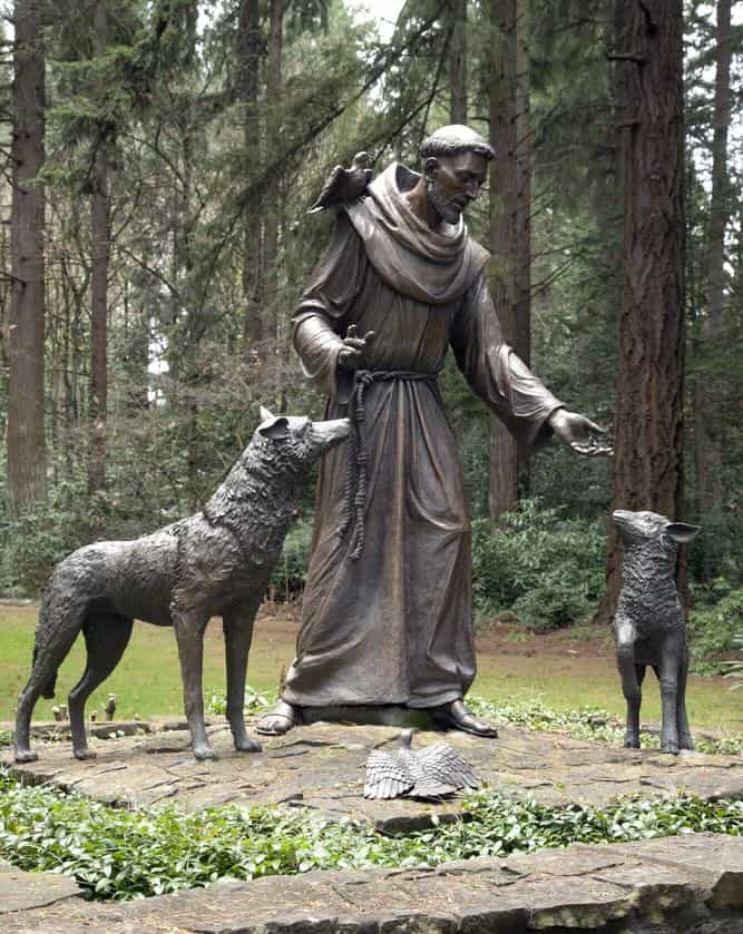 statue of saint francis of assisi with animals