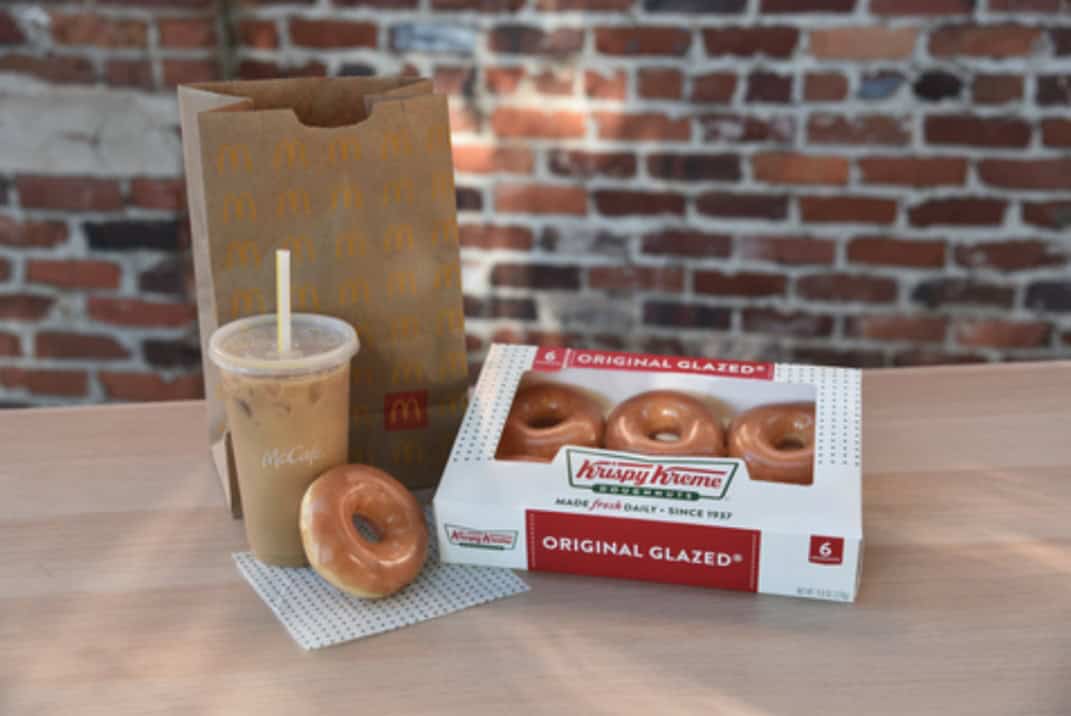 Krispy Kreme doughnuts and McDonald's products