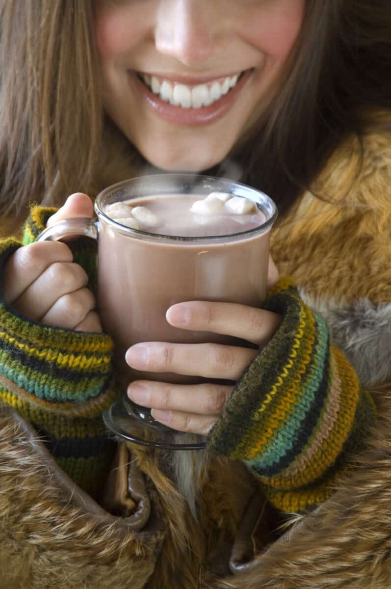 woman with cup of hot cocoa