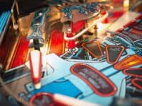 close-up view of pinball machine