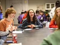 teens at a table