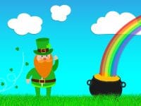 leprechaun, rainbow and pot of gold