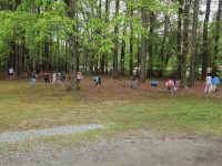 children on egg hunt