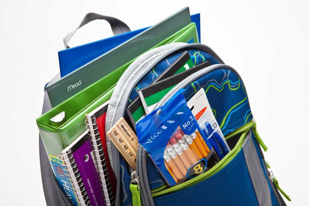Backpack with school supplies