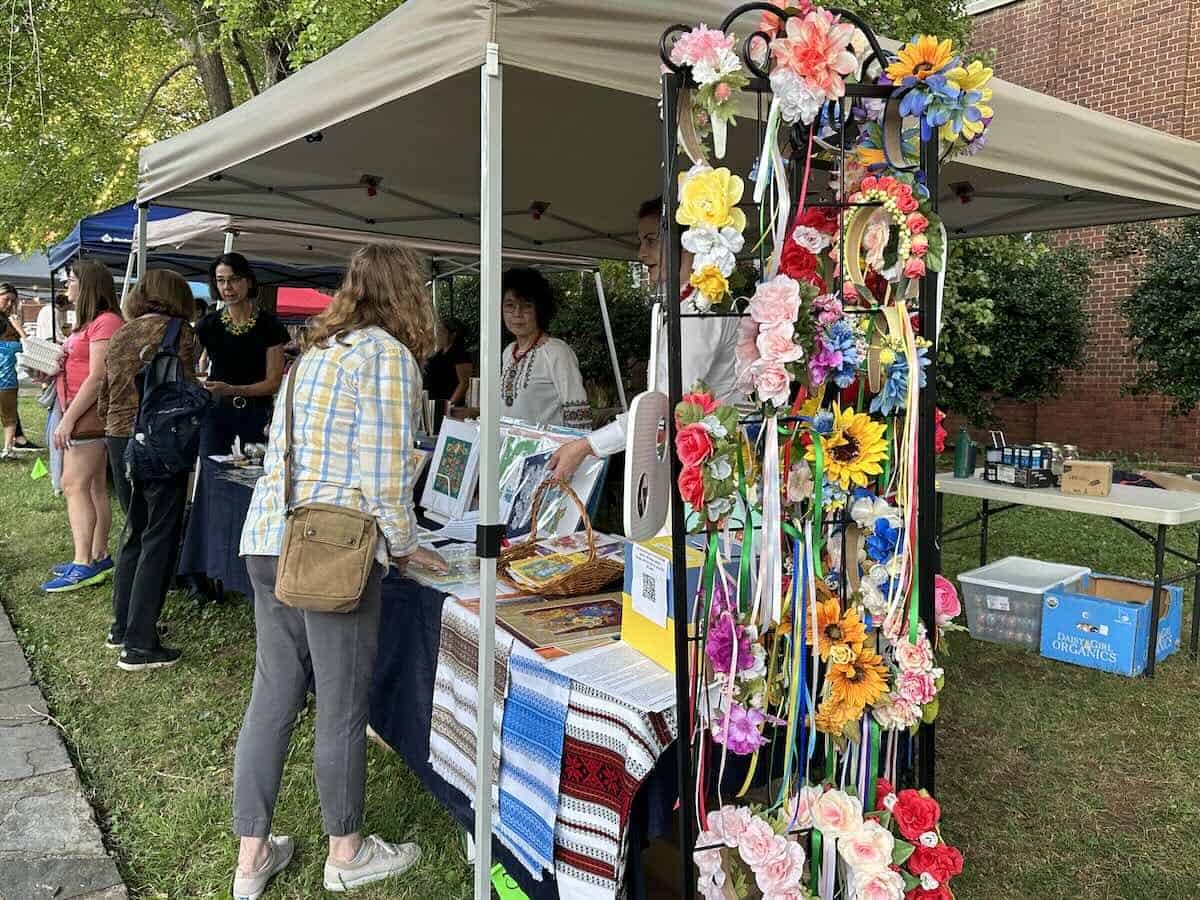 Colorful booth with flowers