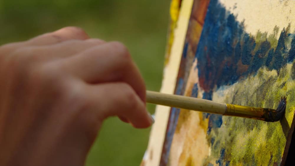 closeup painting outside