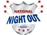 unofficial logo for National Night Out with badge silhouette