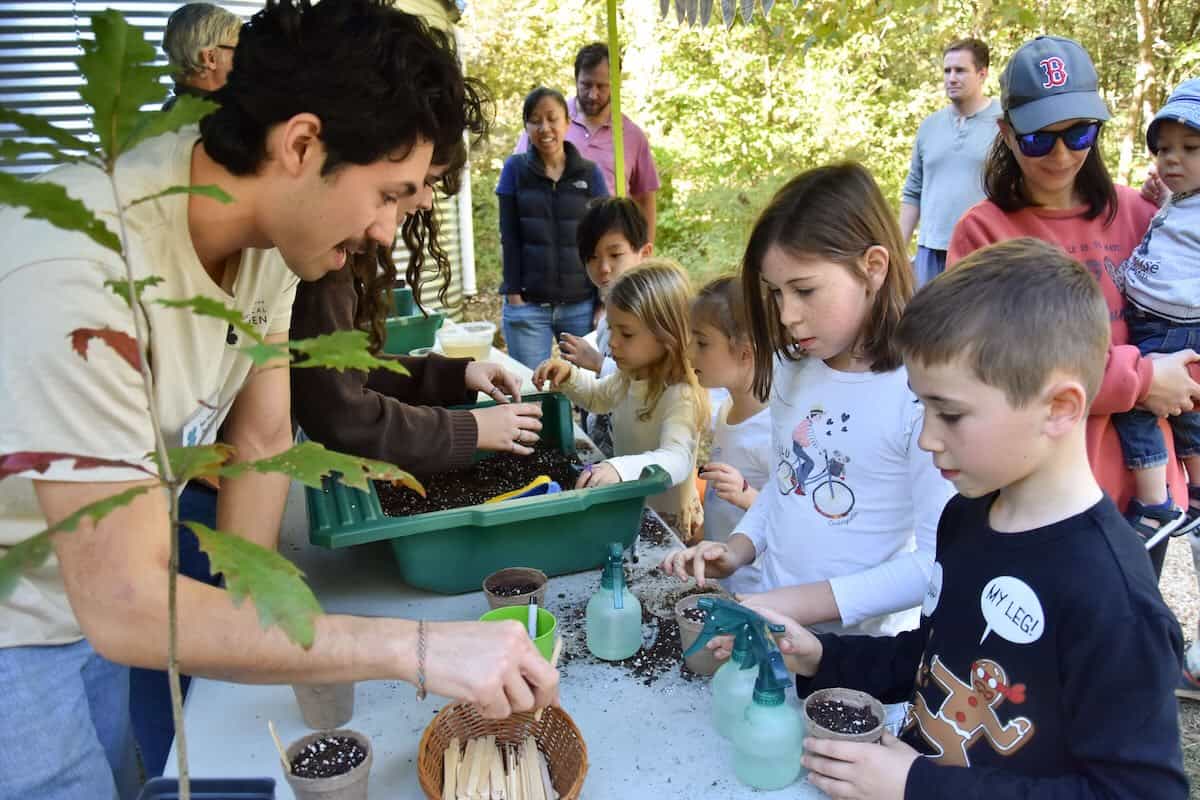 Children exploring plants