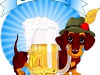 Oktoberfest design of dachshund dog and a pint of beer
