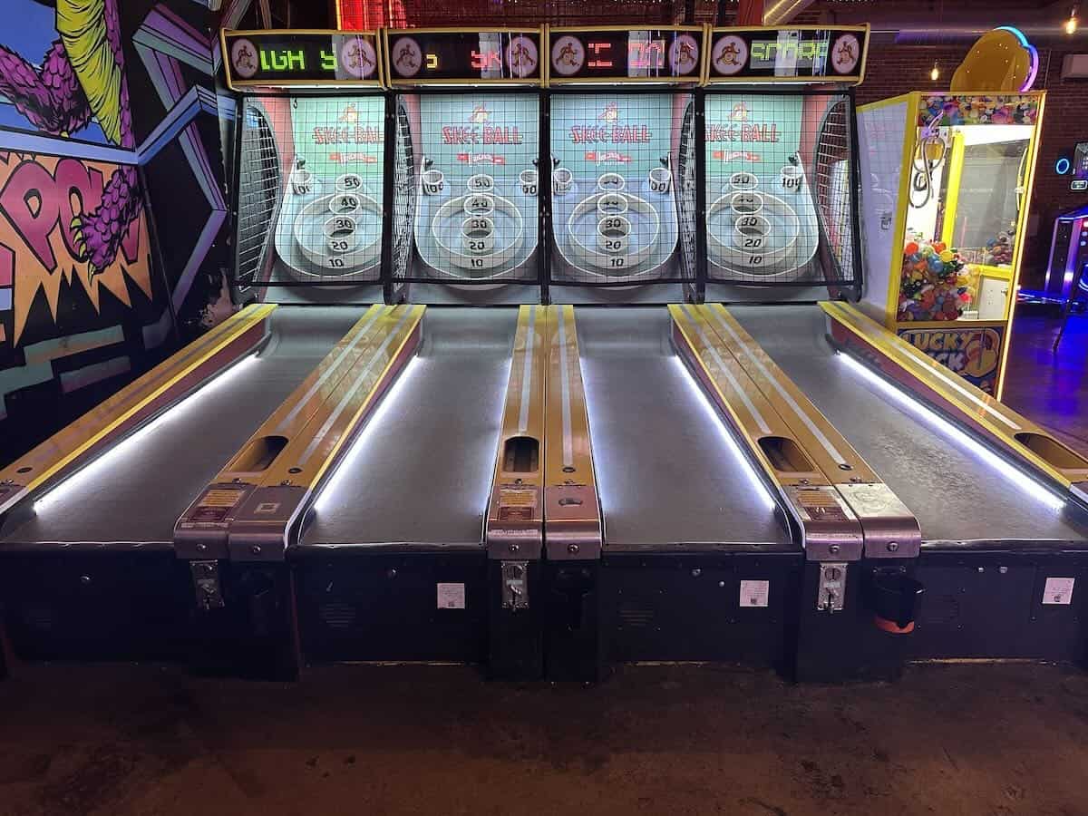Skeeball at Boxcar Bar + Arcade Raleigh