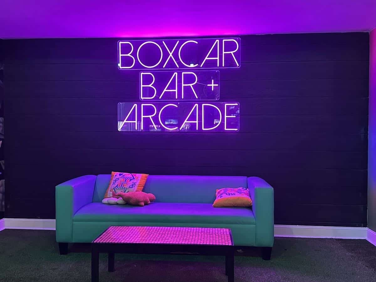 Boxcar Bar + Arcade sign