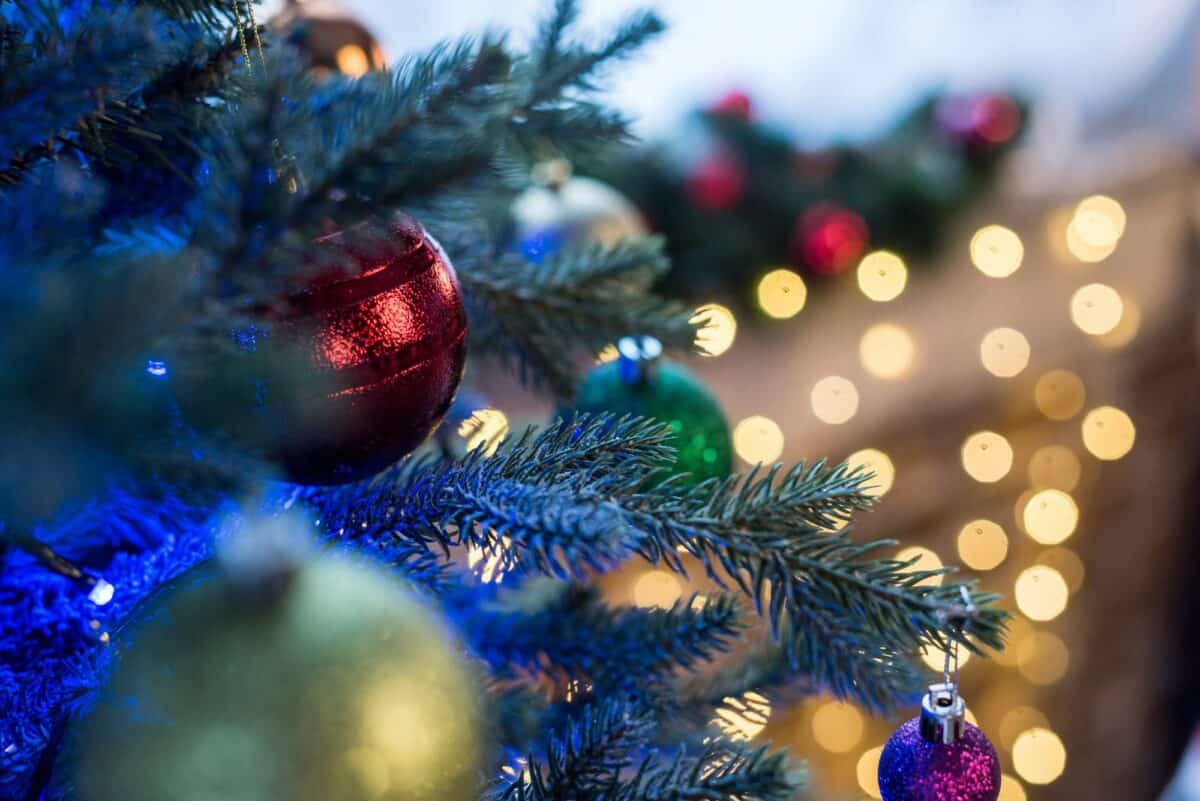 Christmas lights and ornaments