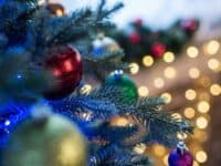Christmas lights and ornaments