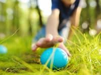 child reaching for Easter egg