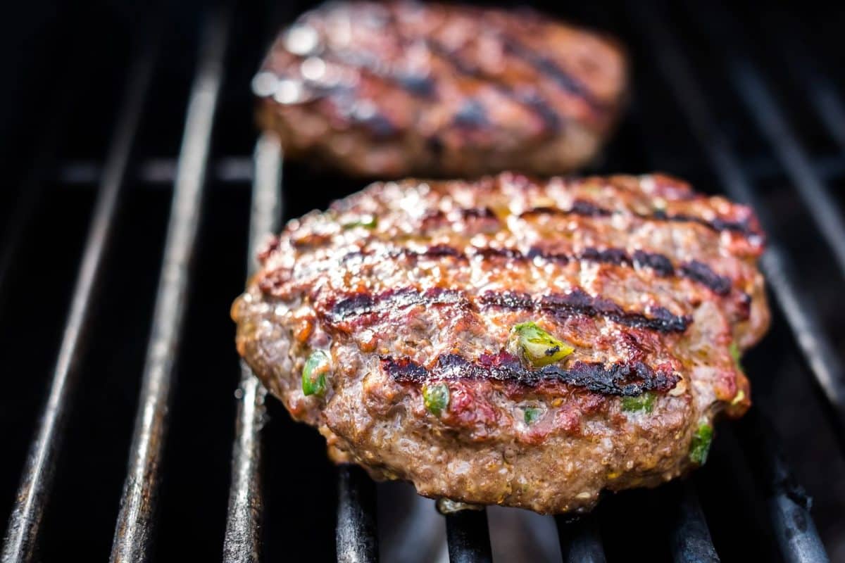 burgers on grill