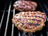 burgers on grill
