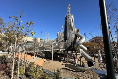 Play structure at Gipson Plaza at Dix Park