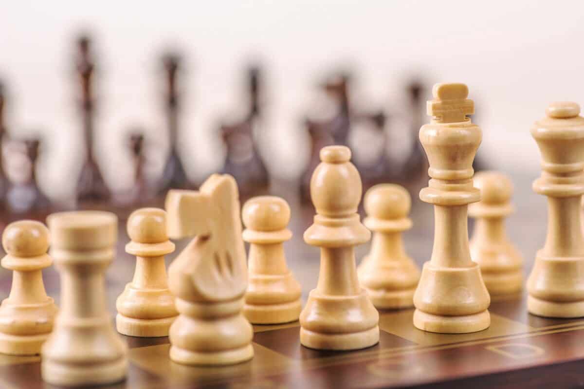 Closeup of chess game