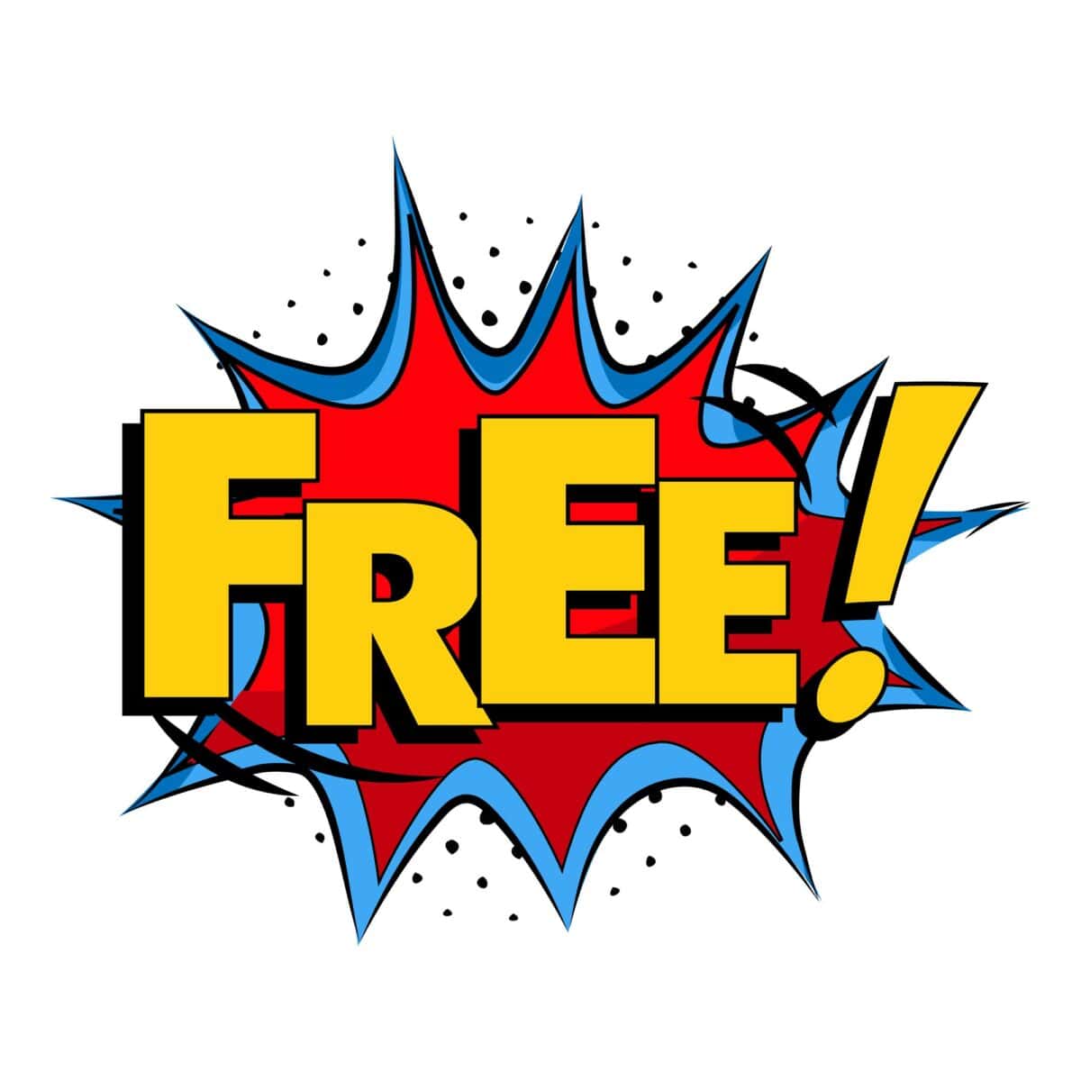 The word free! comic book style