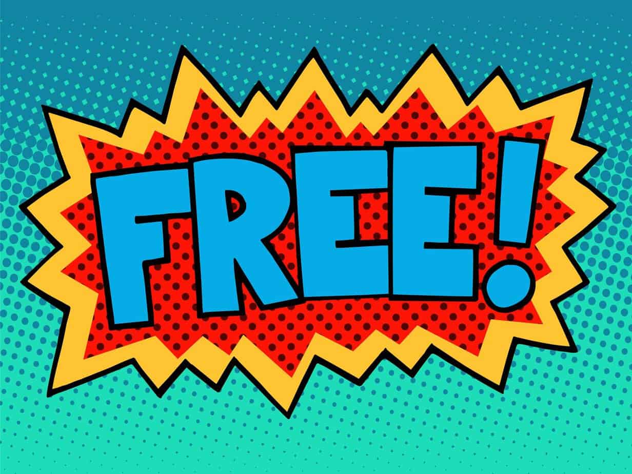 Free comic book inscription pop art retro style