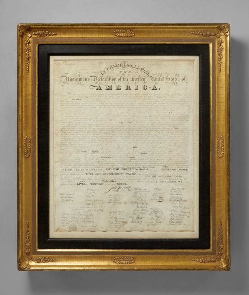 Early copy of the Declaration of Independence