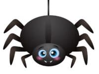Cute Spider hanging on cobweb. Halloween character - Vector